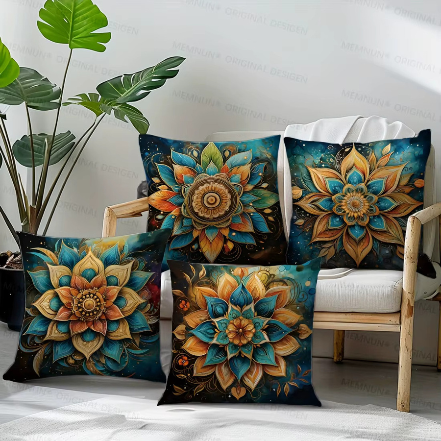 VIKAMA Mandala Kissenbezüge im orientalischen Stil, 4er Set, Mehrfarbig, B/H: 45 x 45 cm - Bild 4