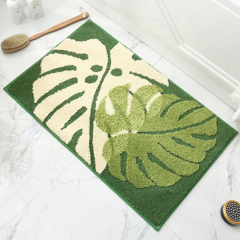 Rutschfeste Badezimmer Matte mit Leaf Plant Jacquard Muster von Yiran Furniture, B/B: 50 x 80 cm - Bild 2