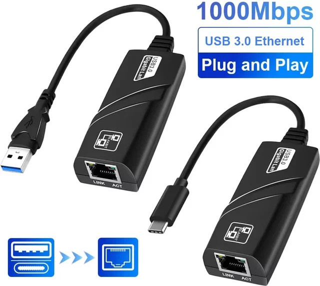 Kebidu USB 3.0 auf RJ45 Gigabit Ethernet LAN Adapter Konverter für PC Laptop MacBook, Schwarz - Bild 1