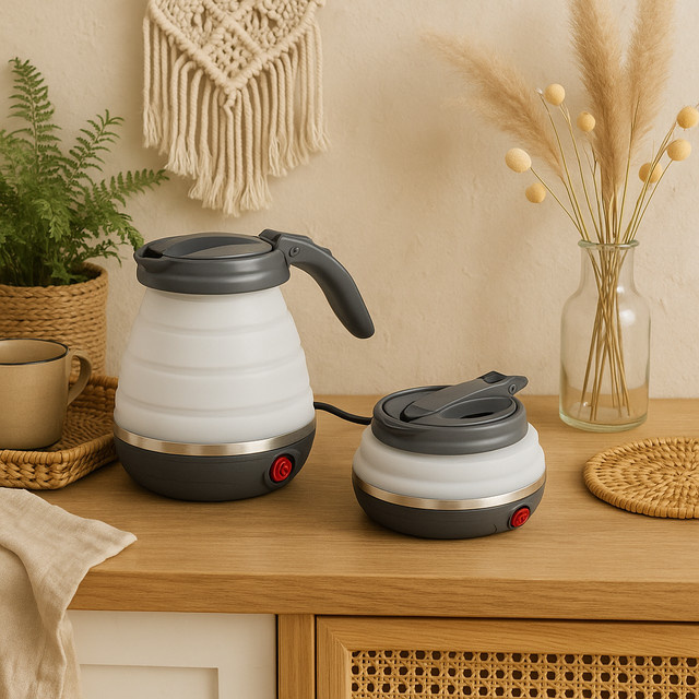 Camry Faltbarer Reise-Wasserkocher aus Silikon, Weiß, 0,6 l - Bild 1