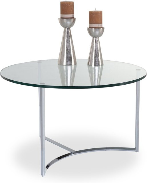 Couchtisch 8422 von HASSE in transparentem Glas mit Chrom-Gestell, modernes Design, B/T/H: 70 x 70 x 42 cm - Bild 1