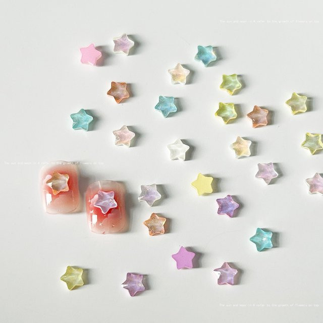 Zhou Nailart Sternförmige Charms 3D Flatback, 5x5mm, Multi-Farben, 50 Stück - Bild 1