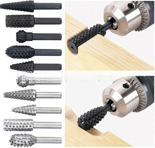 Wolfcraft 5er-Set rotierende Wolfsverzahnte Schleifköpfe in Schwarz und Grau für Holzbearbeitung und DIY-Schleifarbeiten - Bild 1