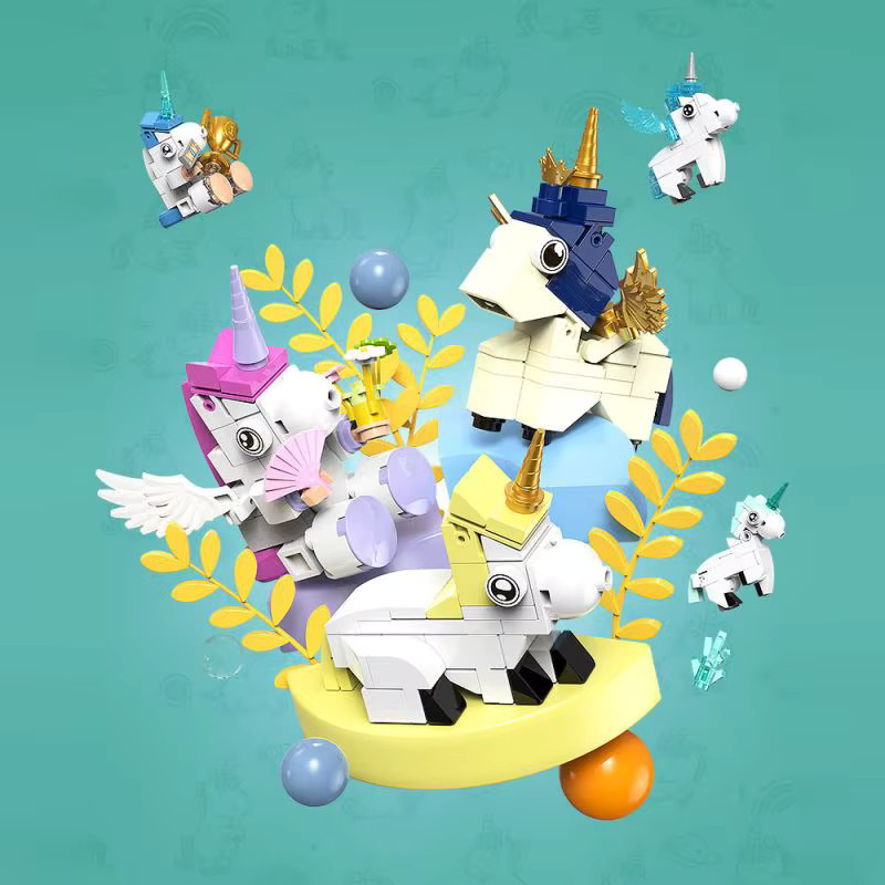 MEOA 6-in-1 Einhorn Bausteine Set aus Mini-Bricks in Mehrfarbig für Kinder als pädagogisches DIY Spielzeug - Bild 1