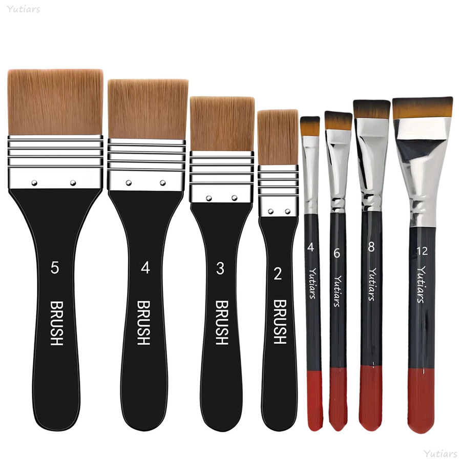Yutiars Nylon-Kunstpinsel-Set mit 8 Teilen für Acryl, Öl, Aquarell und Gesso - Bild 5