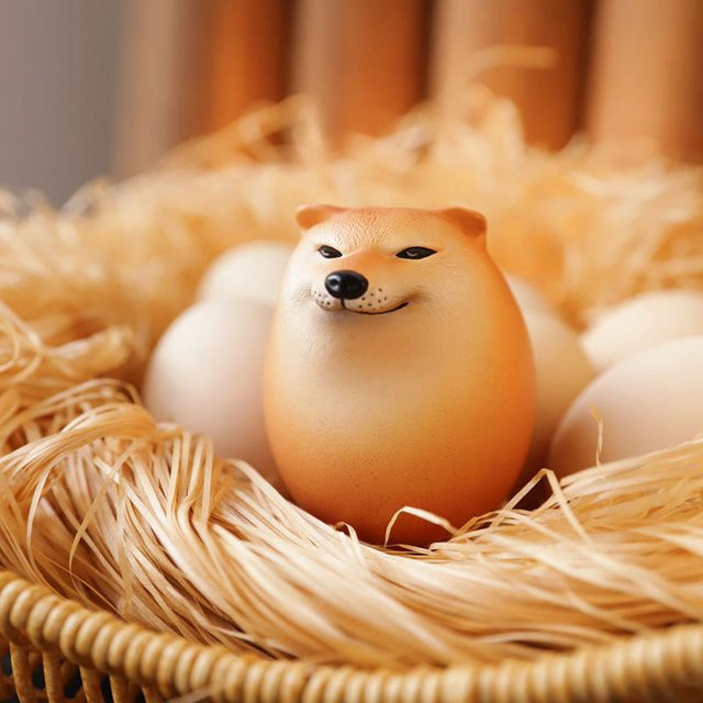 ZTOYL Shiba Inu Deko-Figur in Ei-Form, Kunststoff, Orange - Bild 1