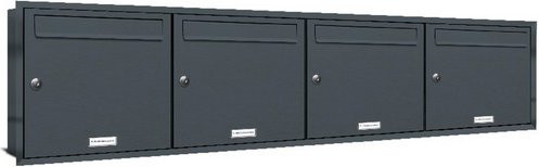 AL Briefkasten für 4 Parteien, Unterputzmontage, grau, B/H/T: 153,97 x 38,5 x 11,6 cm - Bild 1