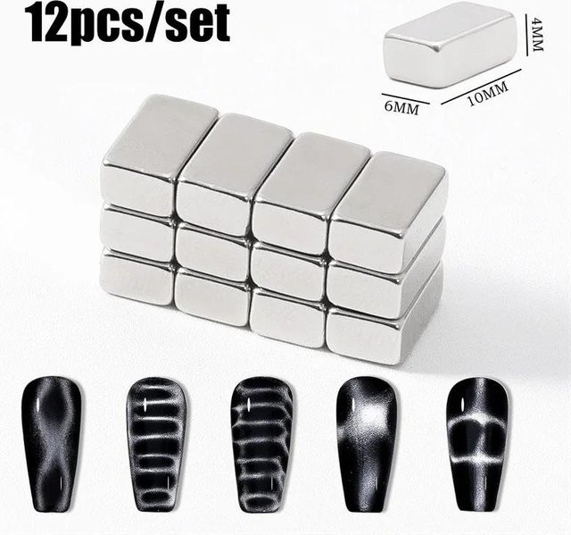OTRESS Nagelmagnet Set, White, Metallic, 12 Stück - Bild 1