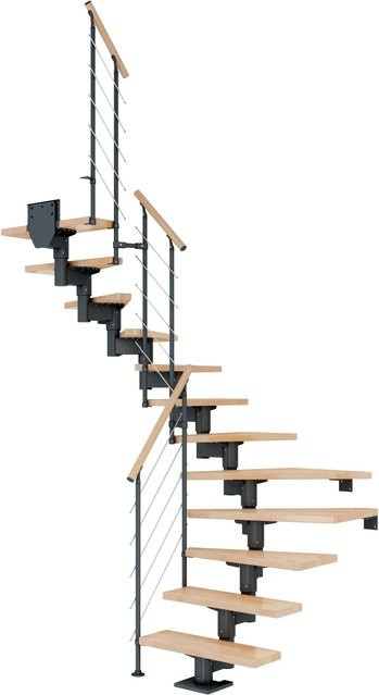 Dolle Mittelholmtreppe Cork Buche Anthrazit 1/2 Gewendelt Breite: 75 cm, Höhe: 337 cm - Bild 1