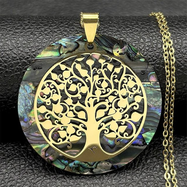 Rui Di Halskette Edelstahl, Abalone Muschel, Goldene Halskette, Unisex - Bild 1