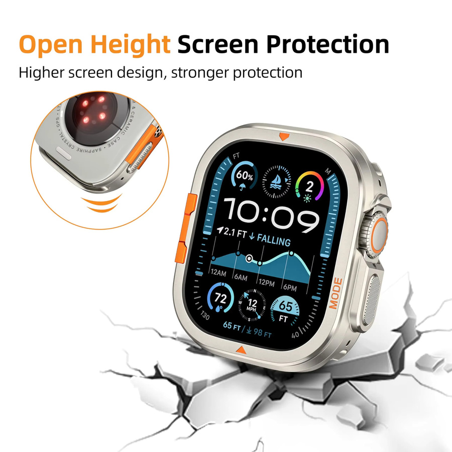 CAOWTAN Rahmenschutzhülle für Apple Watch, Aluminium, Silber, Unisex - Bild 4
