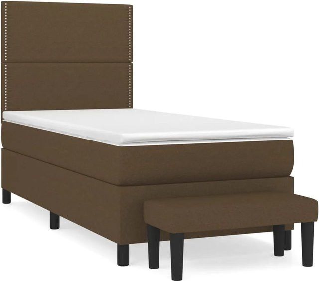 vidaXL Boxspringbett mit Matratze Hybrid-Design in Dunkelbraun und Weiß, B/T/H: 90 x 190 x 118 cm - Bild 1