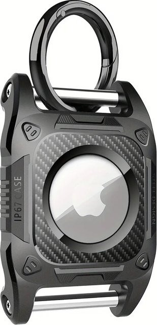Apple AirTag Hülle IP68 wasserdicht aus hartem TPU in Schwarz mit abnehmbarem Griff für Hundehalsbänder - Bild 1