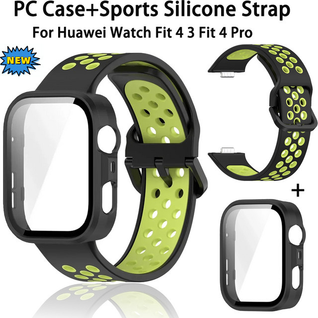 Silikonarmband mit Gehäuse für Huawei Watch Fit 4, Schwarz - Bild 1