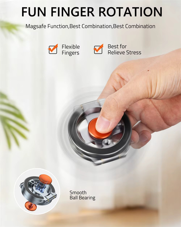 CAMOLO Doppelseitiger magnetischer Handyhalter mit flexiblem Spinner für iPhone 17–12 und Android-Smartphones als Schreibtisch- und Fitnessstudio-Halterung - Bild 2