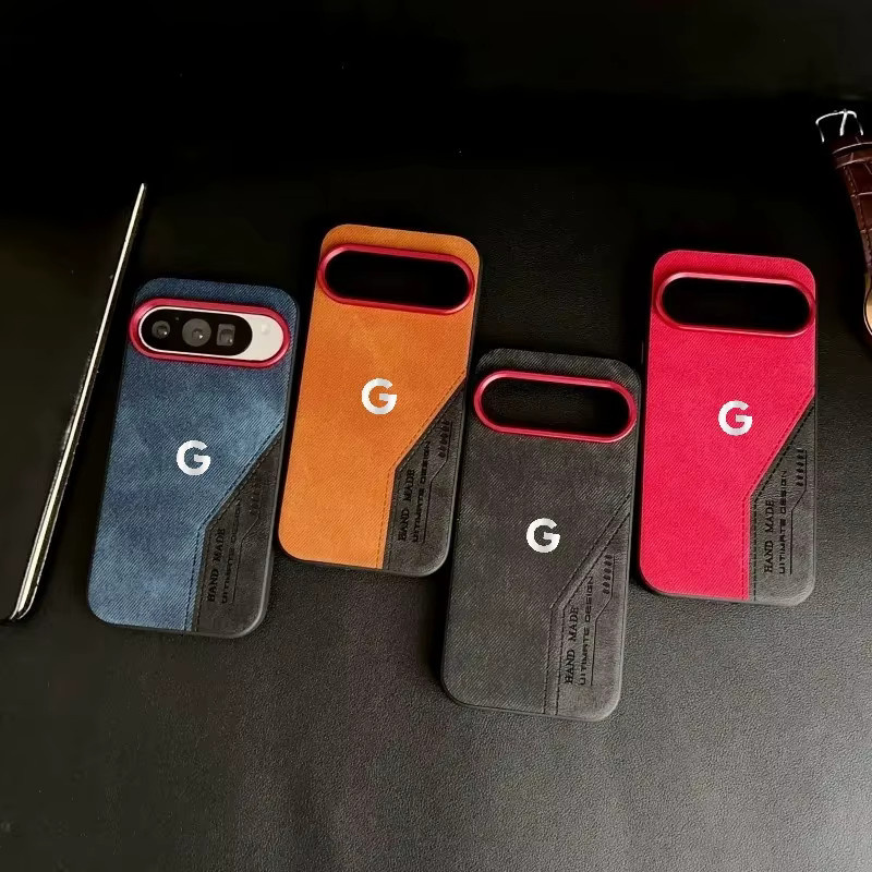Original Retro Spleiß-Leder-Handyhülle für Google Pixel 10 9 Pro XL 9A 10A in Schwarz mit Metall-Kameralinsen-Schutz und sturzsicherer Rückabdeckung - Bild 1