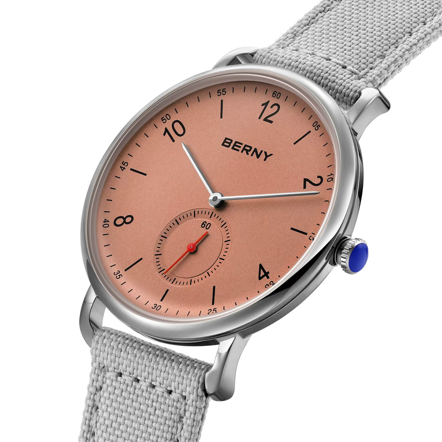 BERNY Armbanduhr Quarz, Edelstahl, Silber, Gold, Textil/NATO, Herren - Bild 2