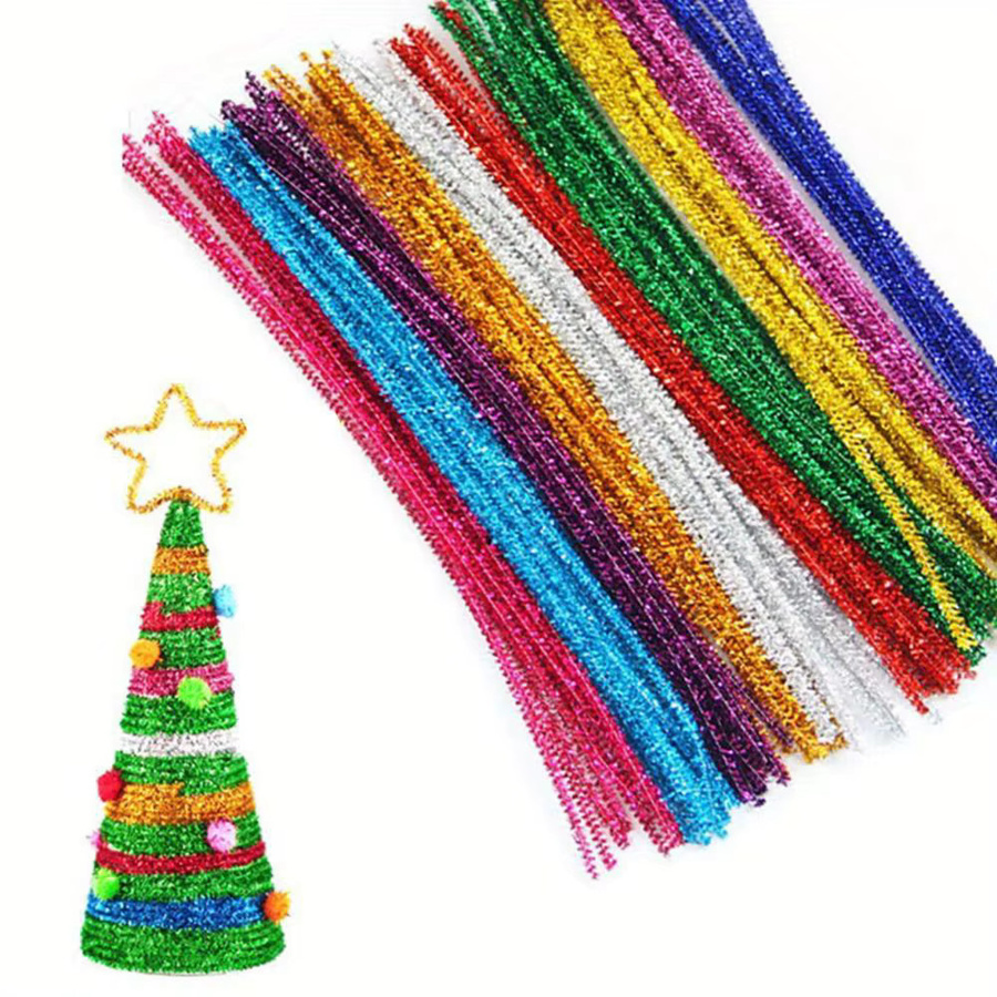 100 Stück funkelnde Plüsch-Stiel-Rohrreiniger von DUTRIEUX in Multicolour, 30 cm weicher Draht zum Basteln für DIY-Projekte und Dekorationen - Bild 2