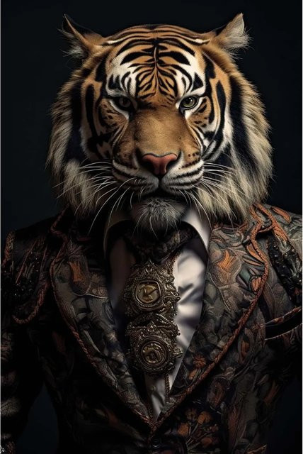 Art Universe Glasbild Portrait of a Tiger, Mehrfarbig, Breite: 80 cm, Höhe: 120 cm - Bild 1