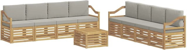 vidaXL Sofagarnitur aus Massivholz Akazie in Grau mit Latten-Design und Polsterkissen - Bild 1