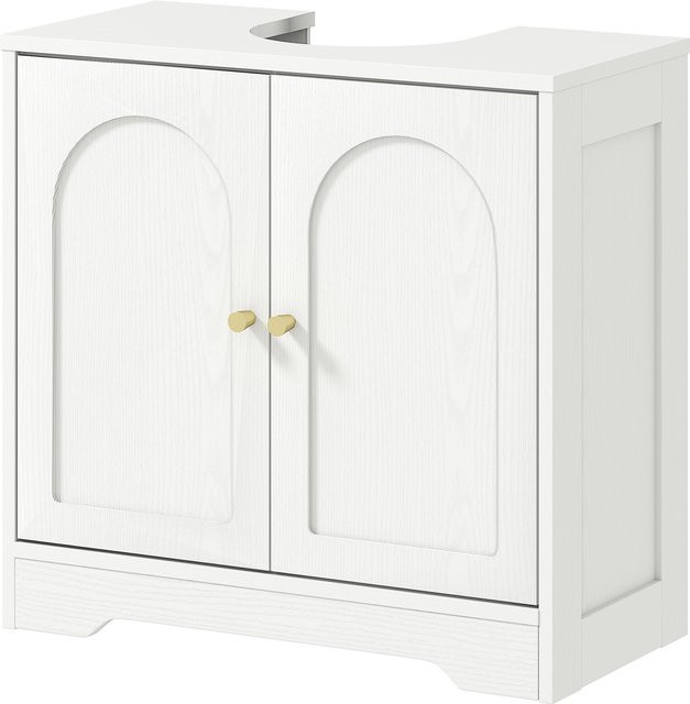 HOMCOM Waschtisch-Unterschrank für das Badezimmer mit Türen und höhenverstellbarem Regal, Weiß, B/T/H: 60 x 30 x 65 cm - Bild 1