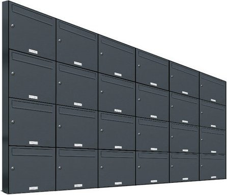 AL Briefkasten für 24 Parteien, Aufputzmontage, grau, B/H/T: 153,175 x 136,8 x 11,6 cm - Bild 1