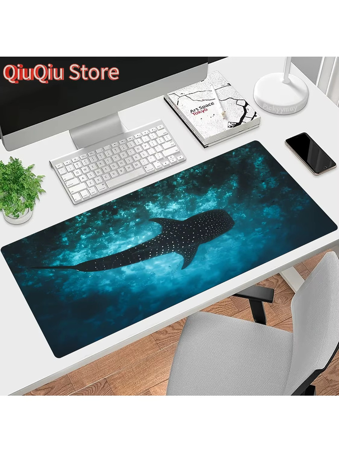 Potdemiel XXL Mauspad Wal Ozean Design, rutschfeste Schreibtischmatte aus Gummi mit genähten Kanten, B/T: 90 x 40 cm - Bild 6
