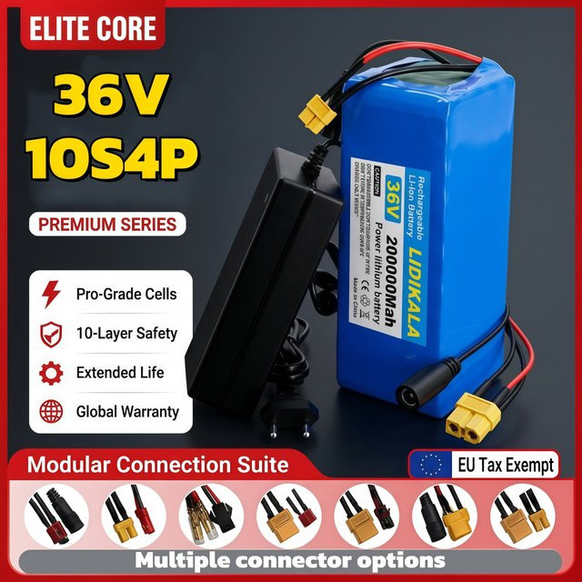 Ddadache Hochleistungs-Lithium-Akku 36V 10S4P 100Ah 18650 in Blau für E-Bike, Roller und Elektroautos inklusive 42V 2A Ladegerät - Bild 1