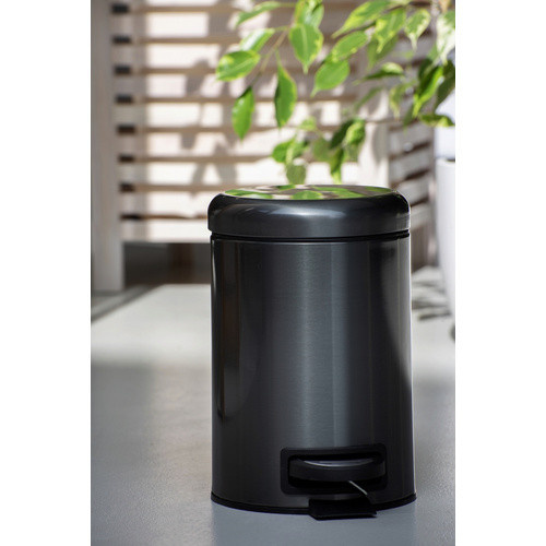 WENKO Kosmetik-Treteimer Leman in Schwarz aus Edelstahl mit 3 l Fassungsvermögen - Bild 3
