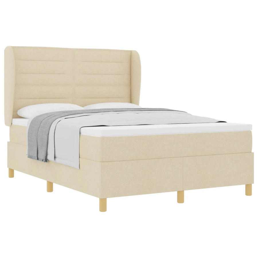 vidaXL Boxspringbett mit Matratze in Dunkelgrau und Creme, modernes Design aus Stoff und Holz, B/T/H: 90 x 190 cm - Bild 1