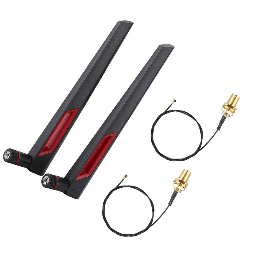 2er-Set M.2 NGFF WLAN Netzwerkkarte mit 2x 8dBi AC688 Antennen und IPEX 4 zu RP-SMA Kabeln, Dual-Band Wi-Fi 5, Schwarz/Gold - Bild 2