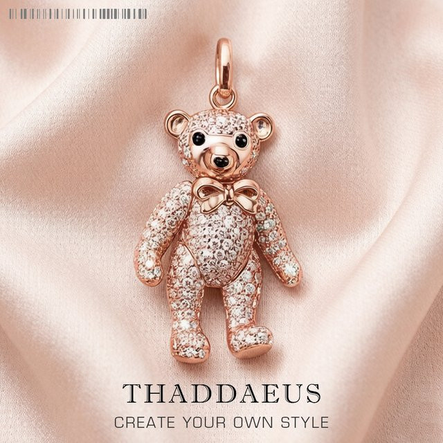 Thaddaeus Anhänger Teddybär, 925 Silber, Roségold, Zirkonia, Damen - Bild 1