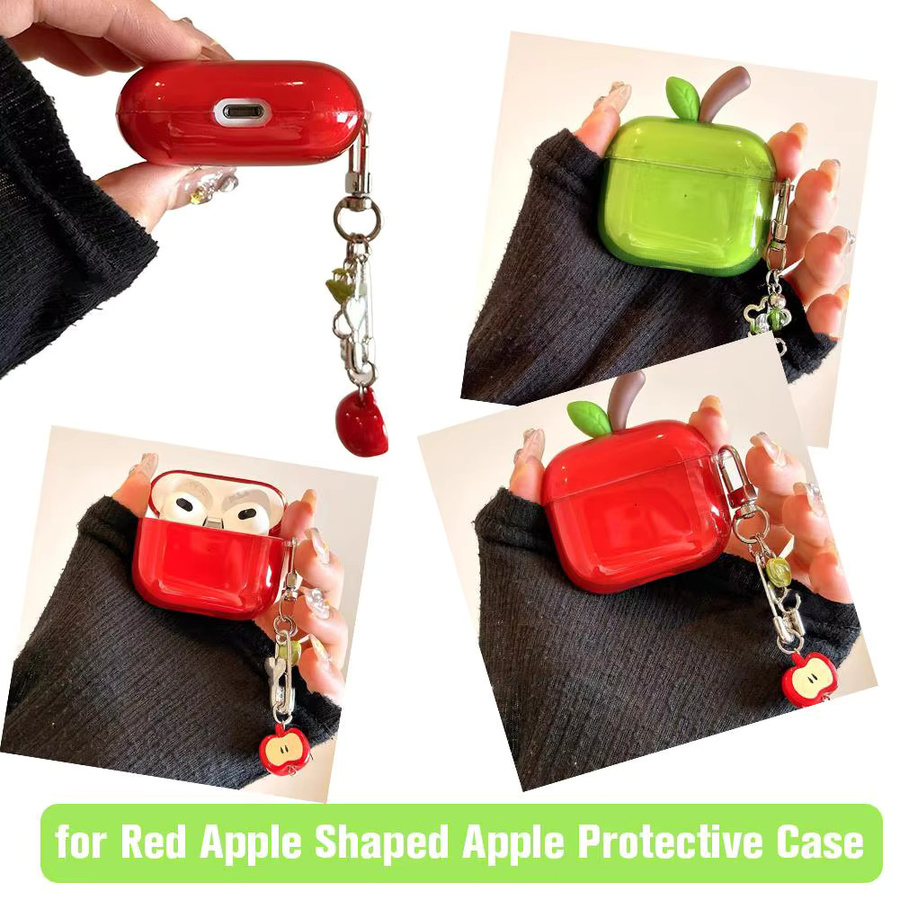 Stoßfeste TPU-Schutzhülle für Apple AirPods 4 und Pro 2 in Transparent, Rot oder Grün mit Trageriemen - Bild 2