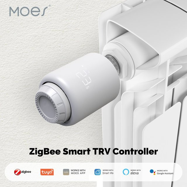 Moes Tuya ZigBee Smart Thermostatventil mit SmartLife App-Steuerung und Alexa Sprachsteuerung, Weiß - Bild 1