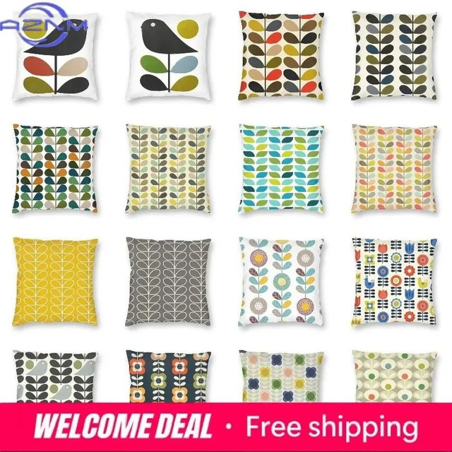 Orla Kiely Kissenbezug mit floralem Design und Vögeln, quadratisch, Mehrfarbig, B/T/H: 30 x 30 x 30 cm - Bild 1