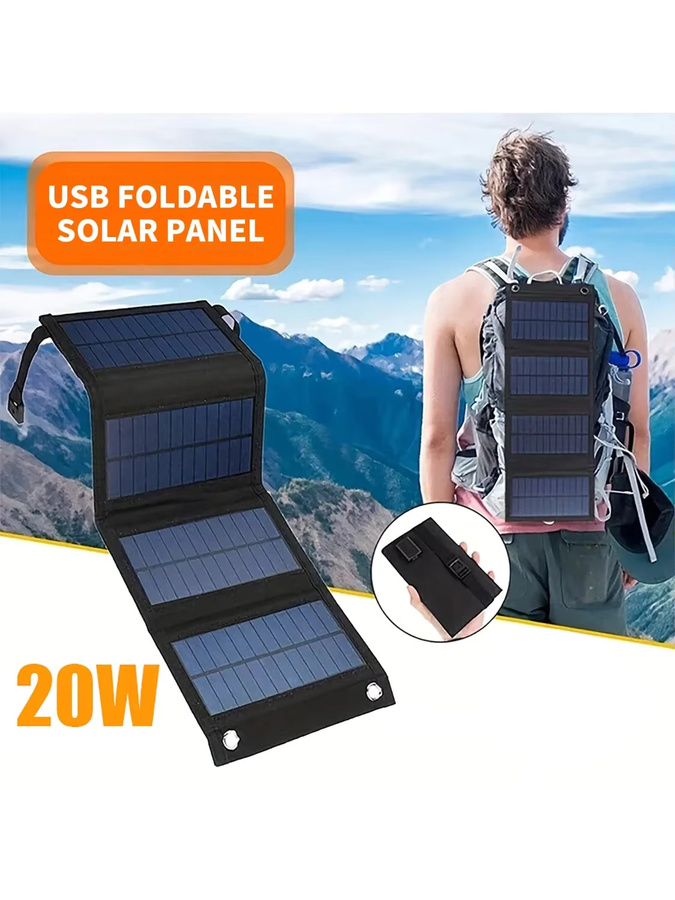 Tragbares faltbares Solarpanel mit USB-C Anschluss in Schwarz zur mobilen Stromversorgung - Bild 7