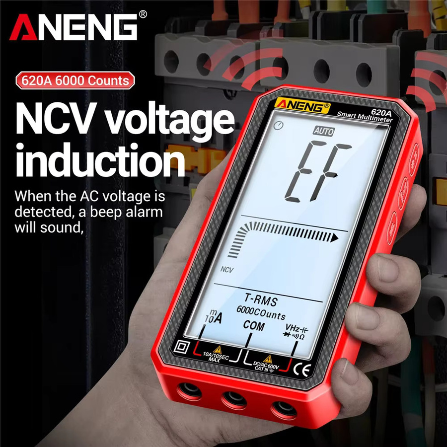 ANENG 620A Digitales Multimeter in Schwarz mit 6000 Zählungen, automatischer Bereichswahl, AC/DC Spannung, Strom, Widerstand, Kapazität, Frequenz, Temperatur, NCV und Datenhaltefunktion - Bild 4