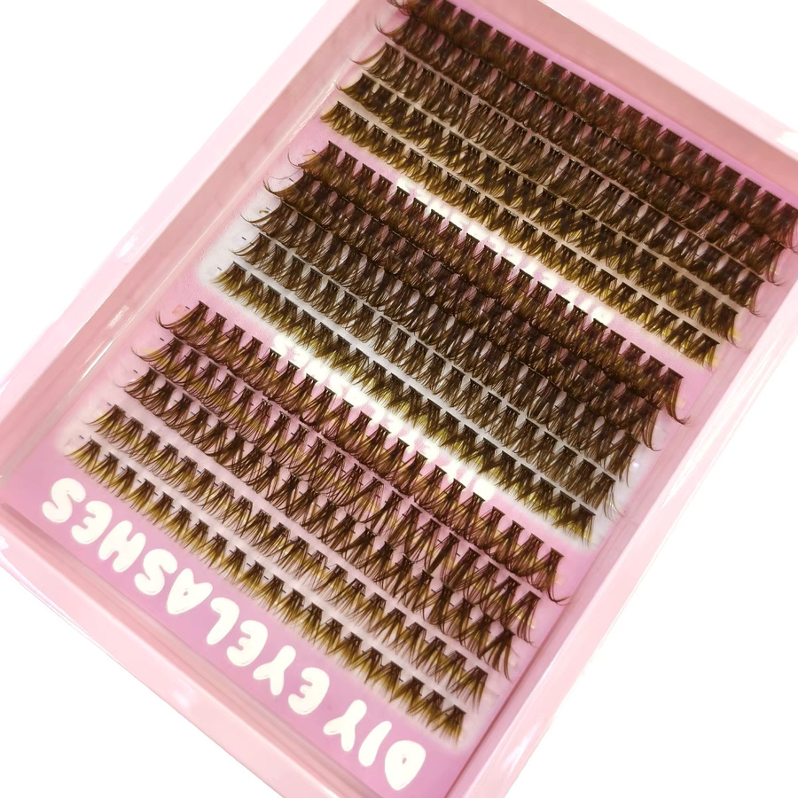 HBZGTLAD Braune Wimpern-Spikes, 240 Cluster, Wispy Lashes - Bild 2