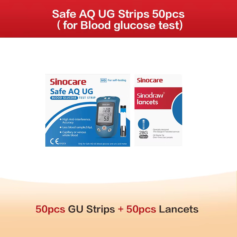 Sinocare 2-in-1 Safe AQ UG Harnsäure- und Blutzuckermessgerät mit Teststreifen in Blau - Bild 5