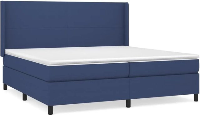 vidaXL Boxspringbett mit Matratze in Blau, Hybridbett mit Taschenfederkern aus Stoff und Holz, B/T/H: 180 x 200 x 118 cm - Bild 1