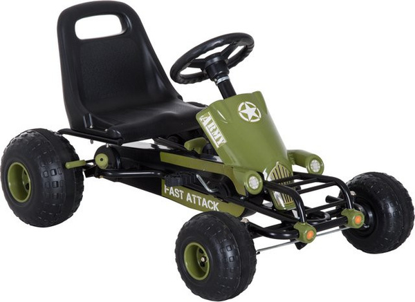 HOMCOM Go Kart Kettcar Tretauto mit Handbremse ab 3 Jahren grün