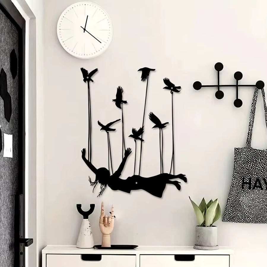 CIFBUY Metall-Wandkunst Fliegendes Mädchen 3D-Eisenskulptur für Innen- und Außenbereich - Bild 2