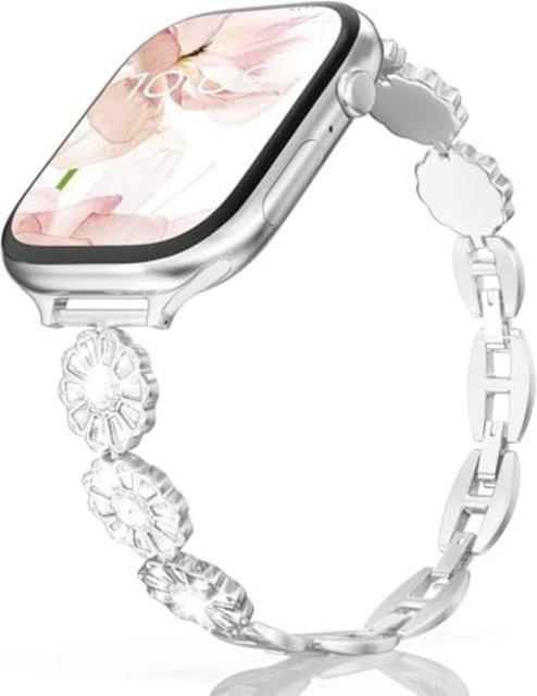 Uhrenarmband Daisy, Edelstahl, Silber, Kristall, Damen, 38-49 mm - Bild 1