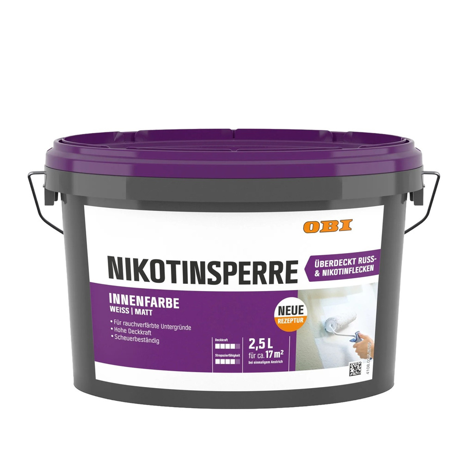 OBI Wandfarbe Nikotinsperre Weiß Matt 2,5 l - Bild 2