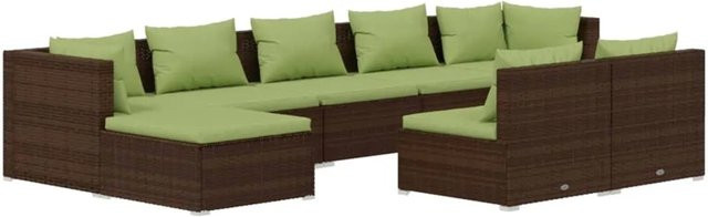 vidaXL 9-tlg Garten-Lounge-Set Modell 5 aus braunem Poly-Rattan mit Kissen - Bild 1