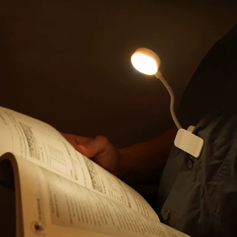 Runtowo LED-Leseleuchte in Weiß, batteriebetriebbare Clip-Leuchte mit 3 Farbmodi, stufenlos dimmbar und Augenschutz für Home Office und zum Lesen - Bild 2