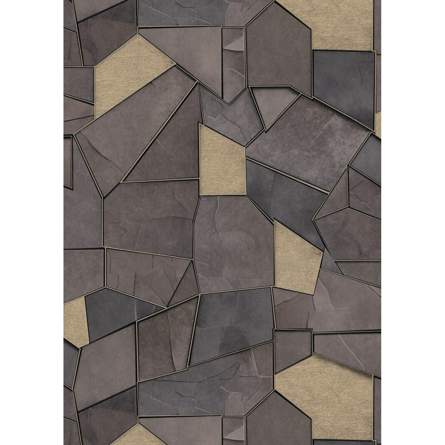 Erismann Vliestapete Elle Decoration 4 Mosaique in Taupe mit geometrischem Design in Beige und Gold - Bild 2