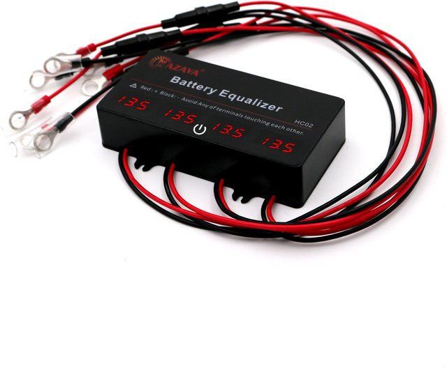 MAZAVA HC02 Aktiver Batterieausgleicher für 12V 24V 36V 48V Blei-Säure-Batterien mit Touch-Schalter, Schwarz - Bild 1