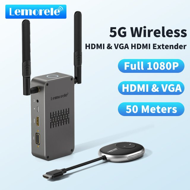 Lemorele Kabelloser HDMI-Sender und VGA/HDMI-Empfänger Video-Extender Display-Adapter für PC, TV und Projektor - Bild 1