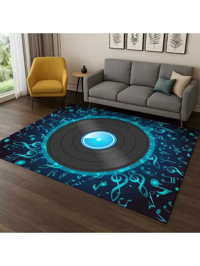 Faviora Retro Vinyl Schallplatte Musik Kunst Teppich rutschfeste Fußmatte für Wohnzimmer und Schlafzimmer - Bild 2